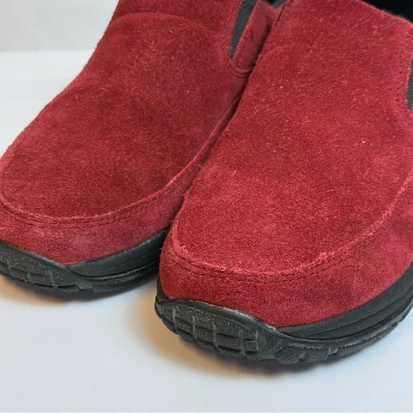 LL Bean Women Red Suede Loafers  7.5 Winter Comfort Shoes Walking Casual Outdoor - Picture 10 of 14